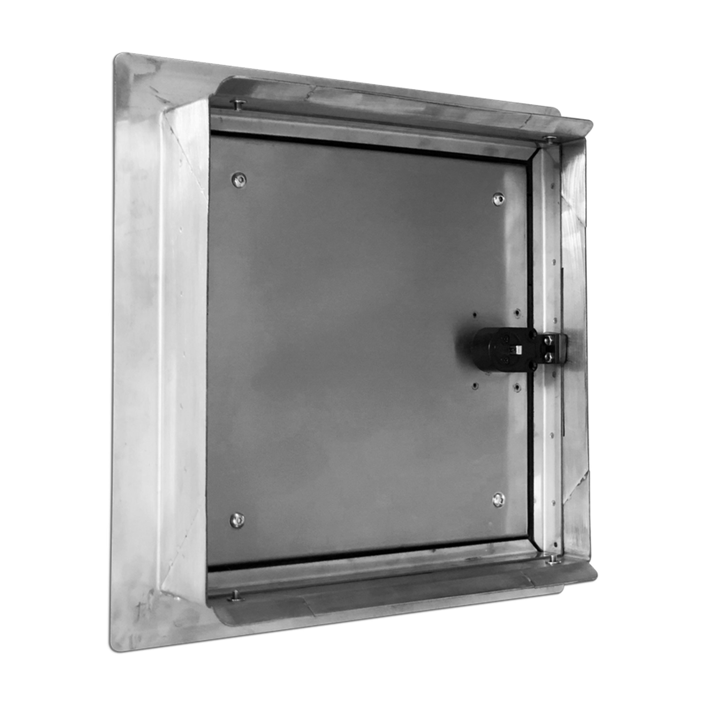 B-Waren Türe edelstahl-gebürstet mit Push-Knopf 300x300 mm