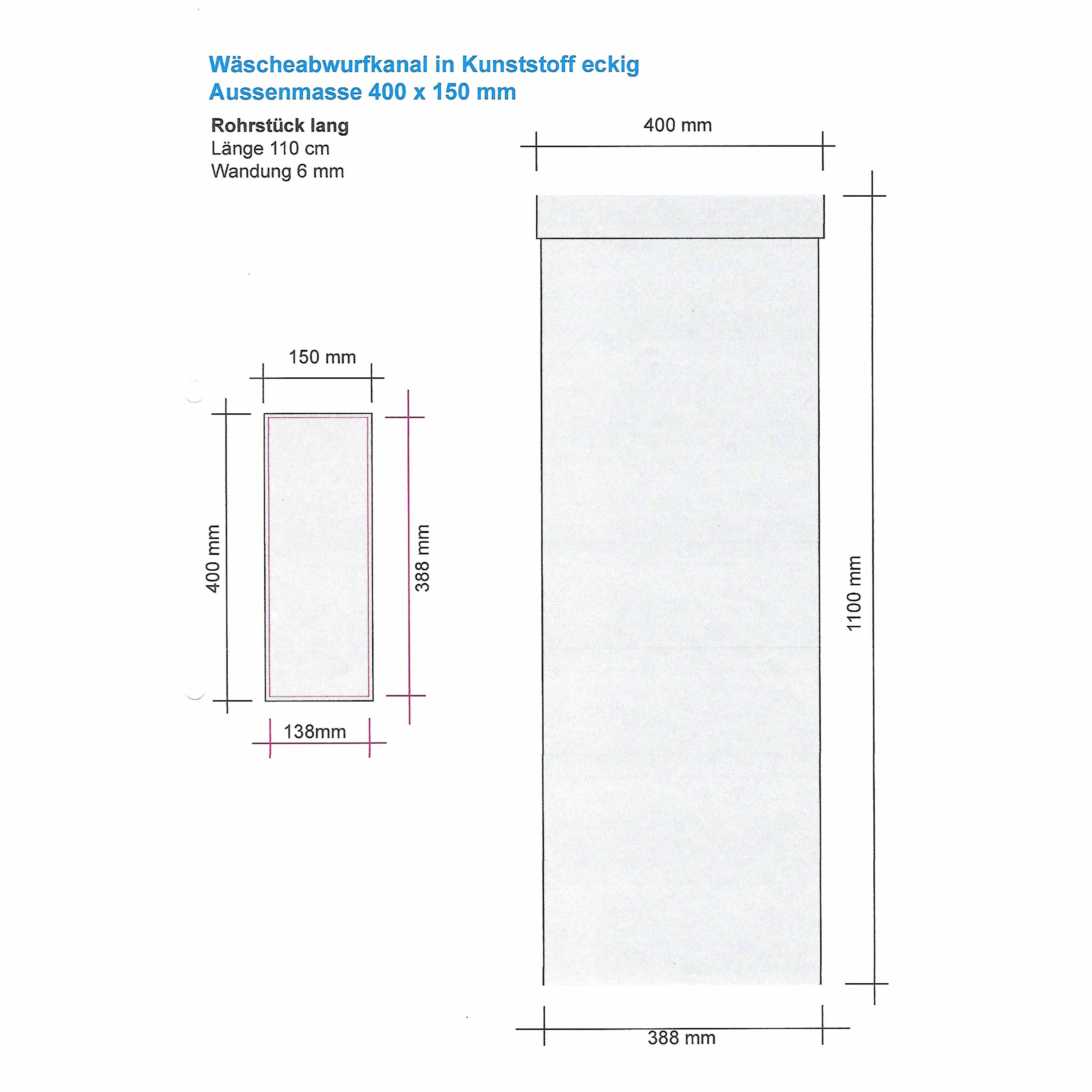 Flachkanal-Kanalteil 1,05m ABS