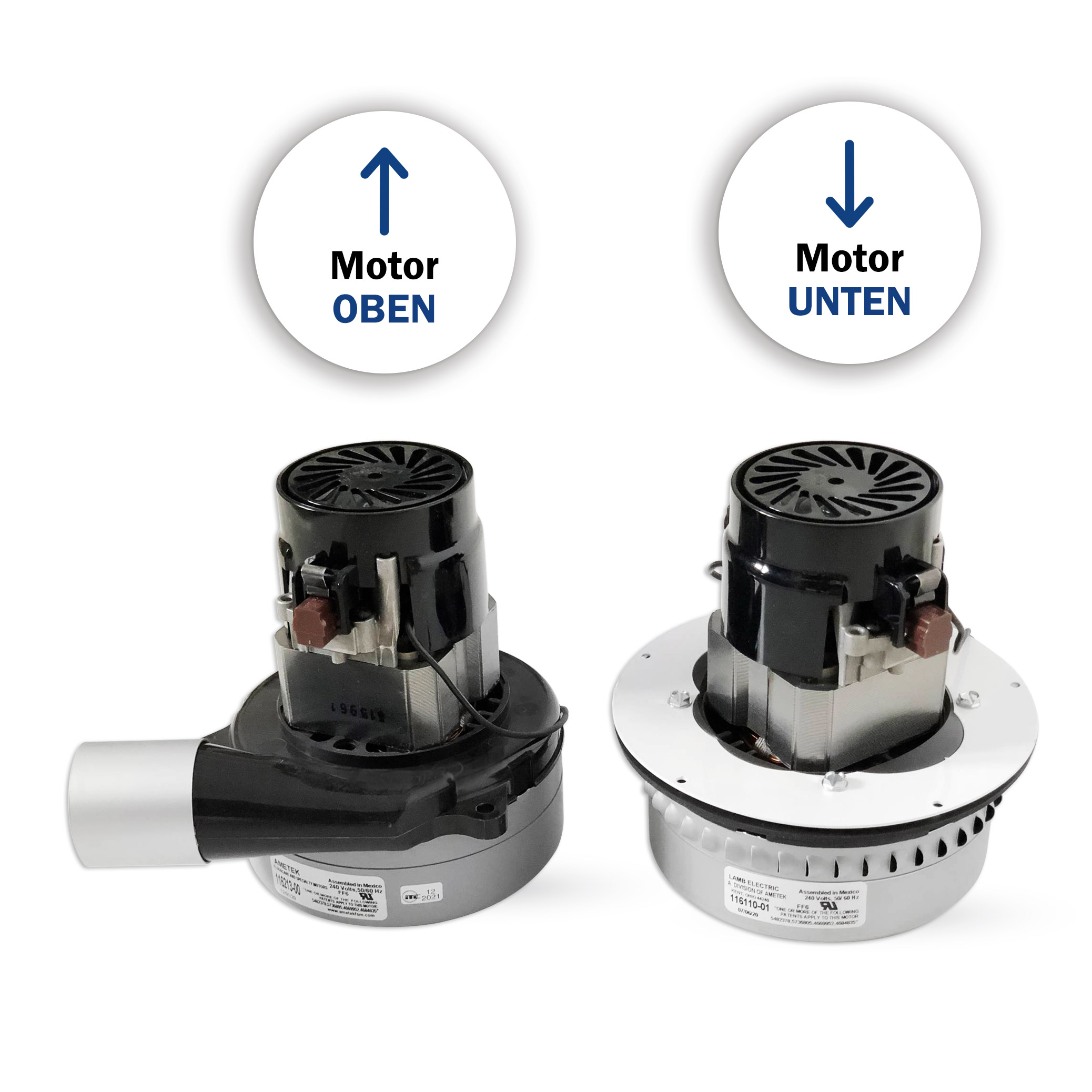 Motor für H2025 oben, 14 cm Ametek