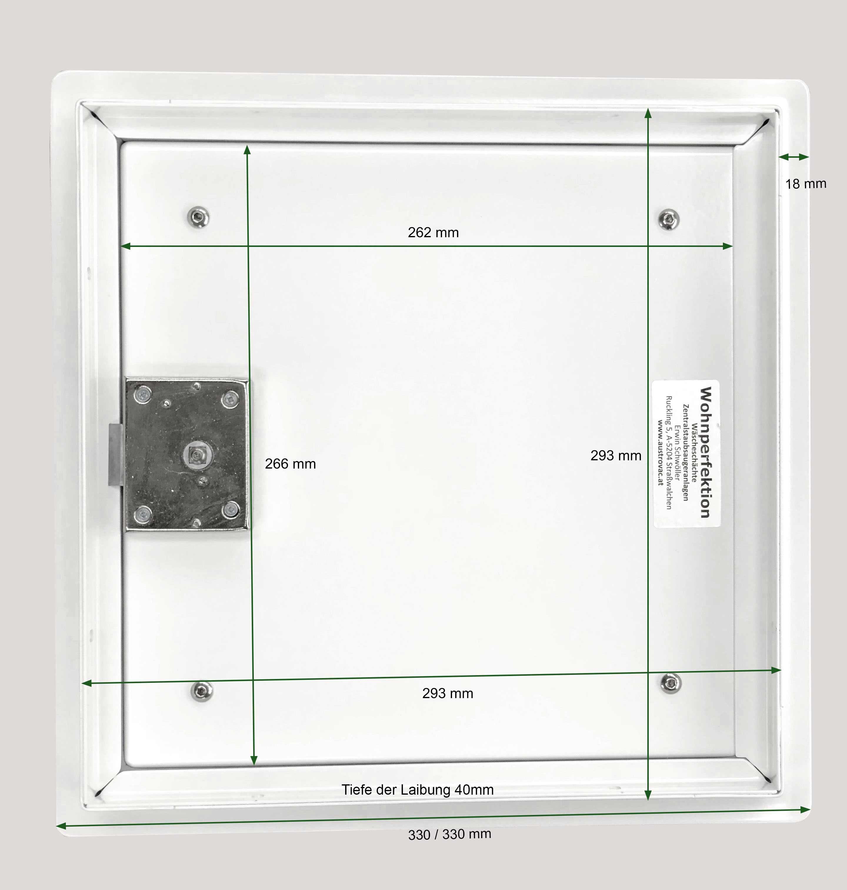 Einwurftür Metall - Edelstahl - doppelwandig - mit Dichtung - schmaler Rahmen - 300x300 mm