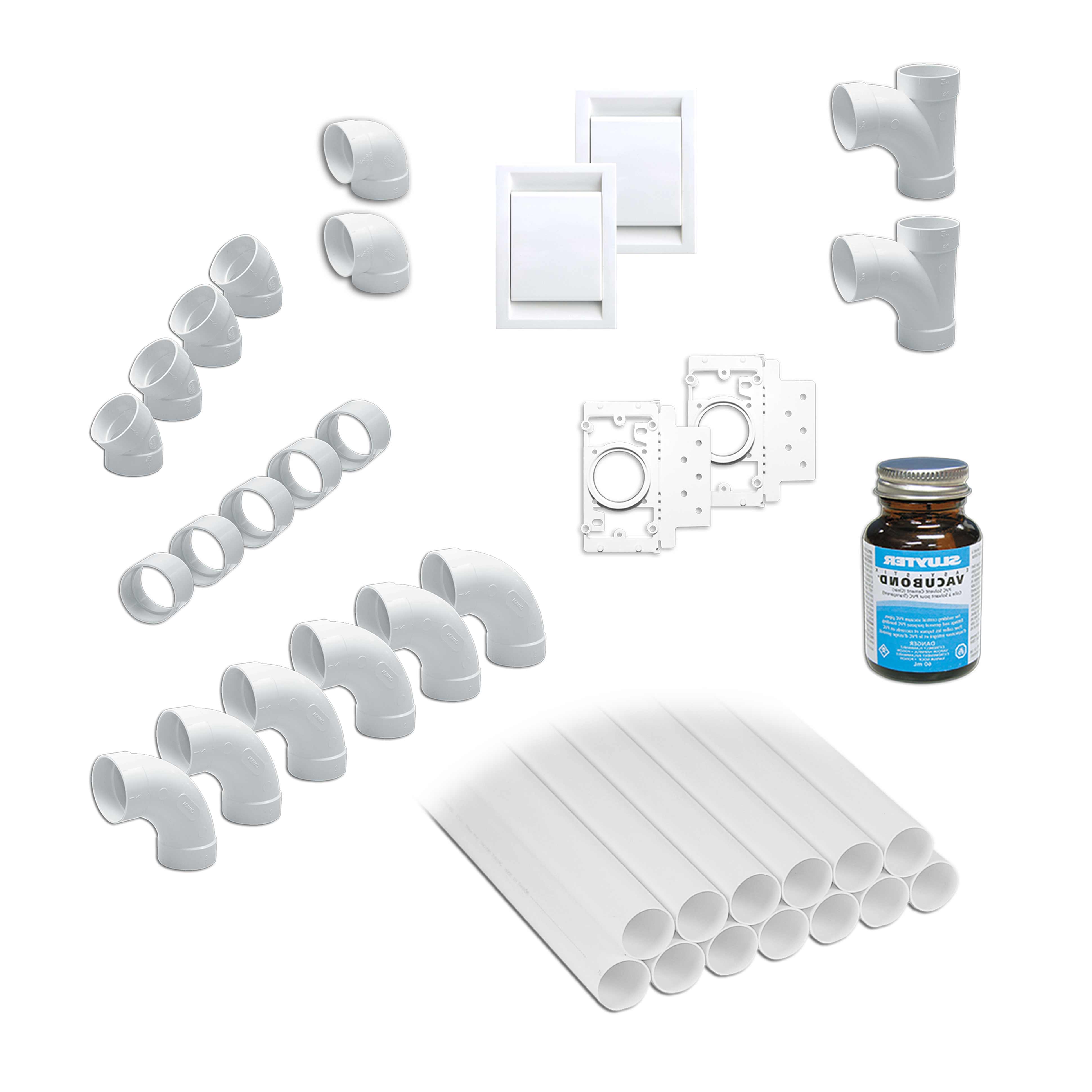 Verrohrungsset für 2 Saugdosen - mit  10m Rohre