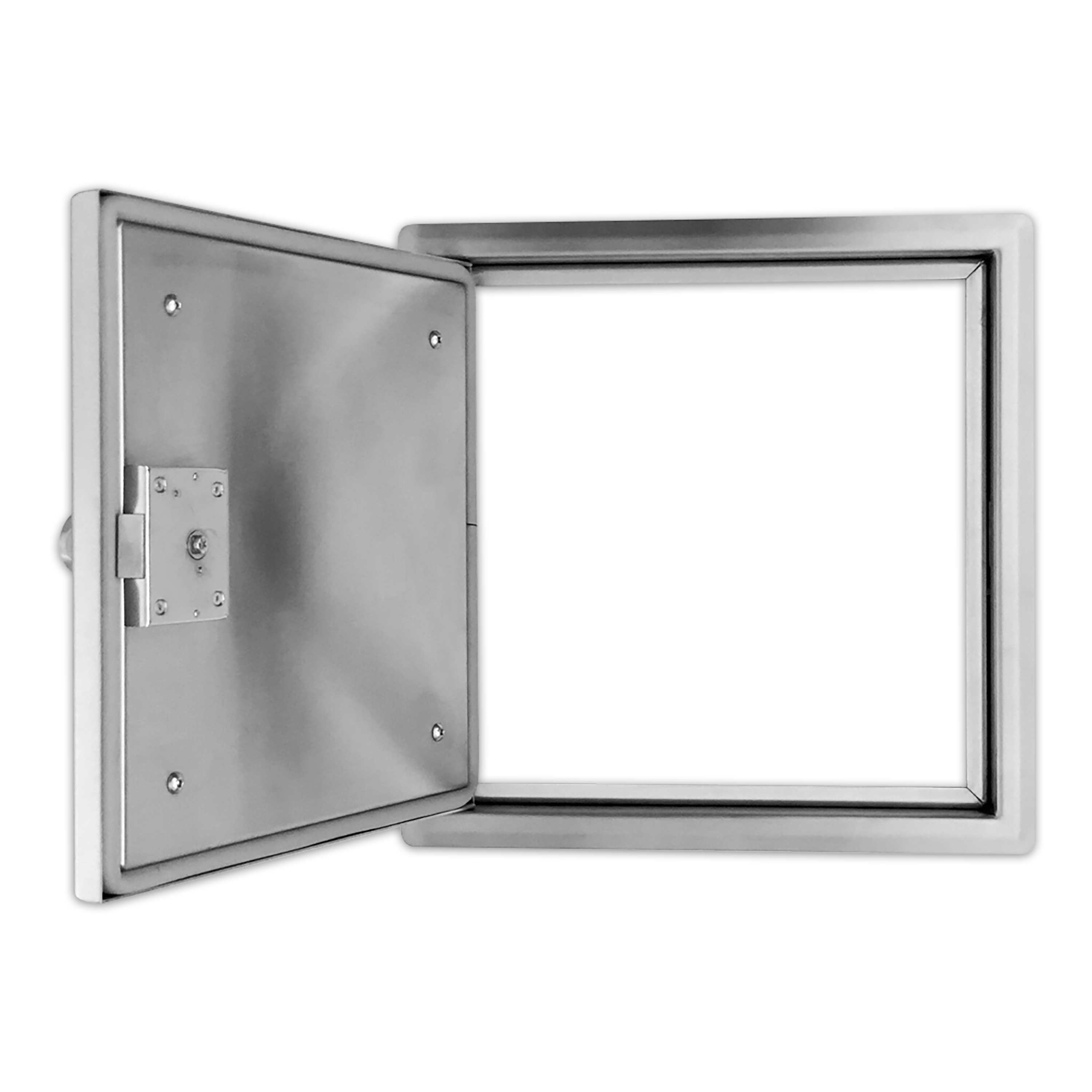 Einwurftür Metall - Edelstahl - doppelwandig - mit Dichtung - breiter Rahmen - 300x300 mm